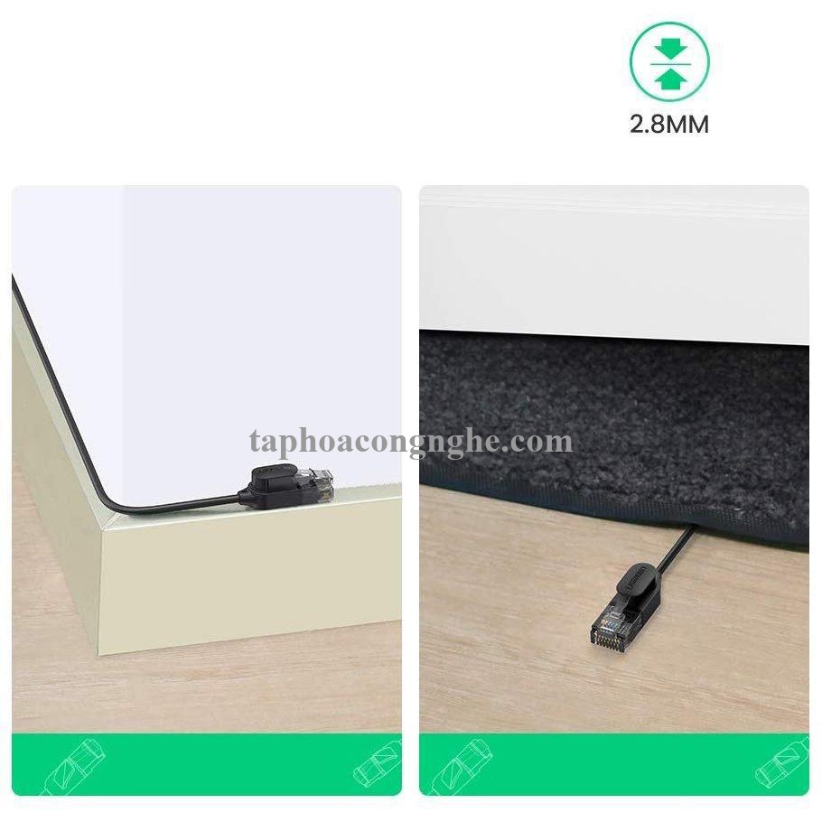 Ugreen 70653 3M 10Gbps 500MHz cat6a màu đen siêu mỏng OD2.8mm cáp mạng Utp LAN Ethernet toàn đồng NW122 30070653